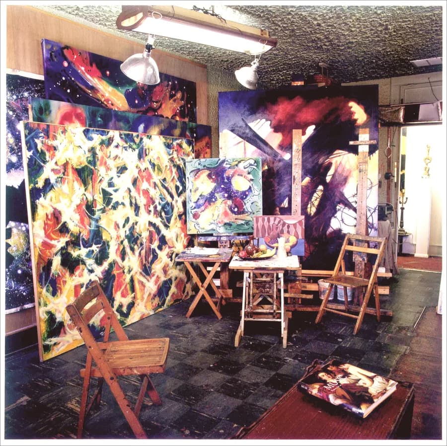 Pietro Antonio Narducci's studio with paintings and work tables